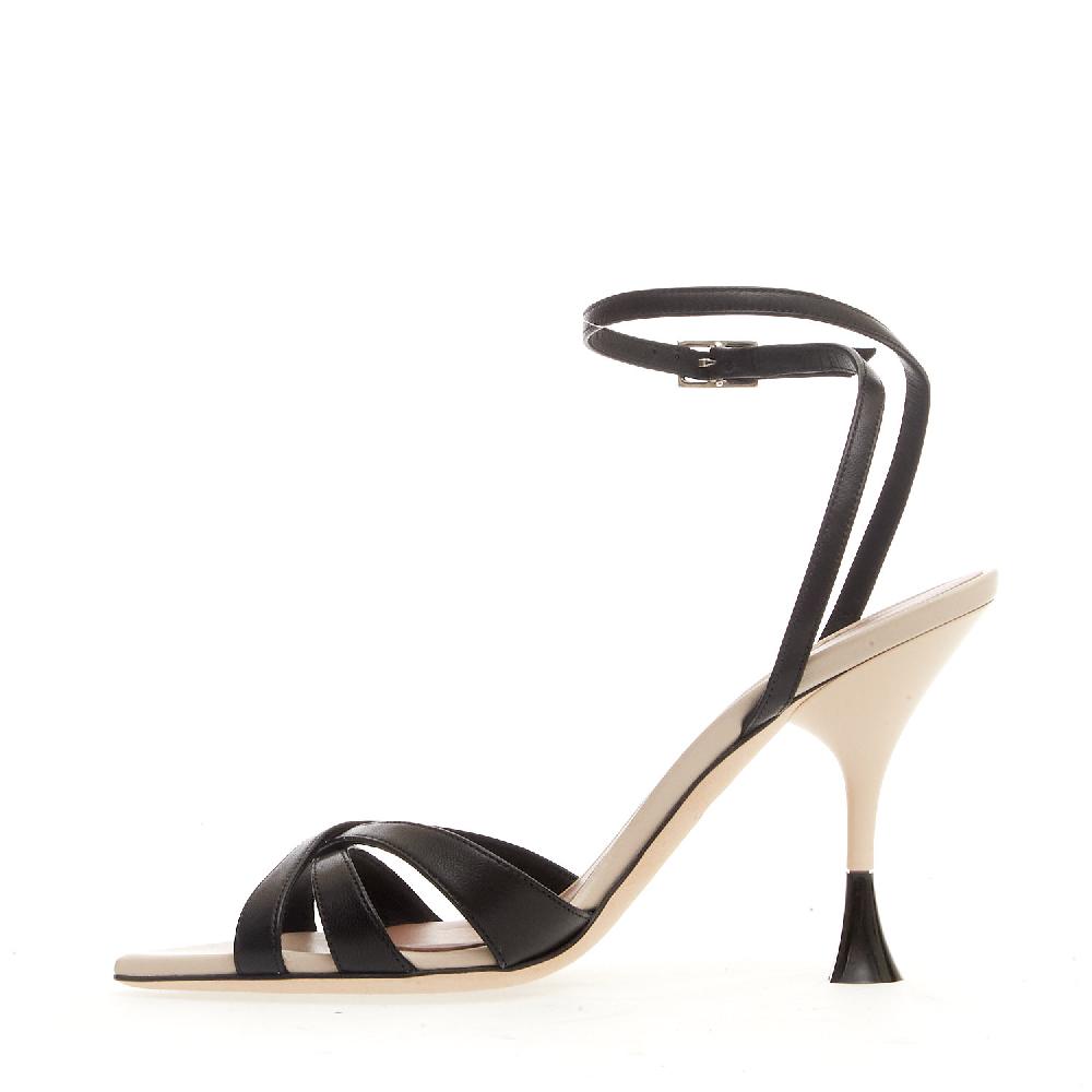 Sorelle Perego sandalo tacco 100 mm biege e nero Offerte stagionali