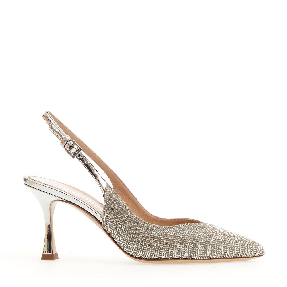 Sorelle Perego slingback argento e strass tacco 75 mm Sconti VIP