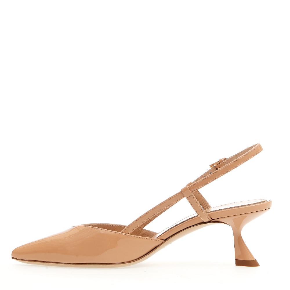 Sorelle Perego slingback vernice nude tacco 50 mm Ultimo giorno