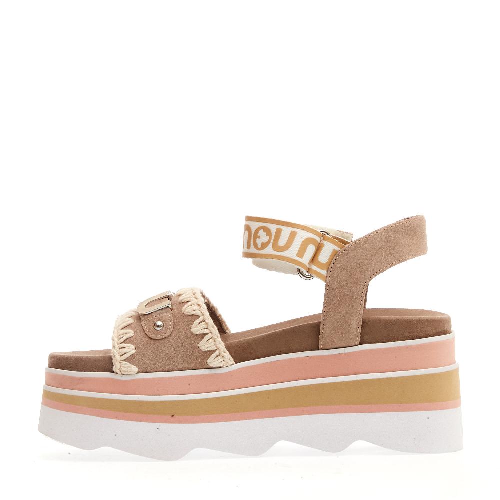 Sorelle Perego zeppa camoscio beige rosa cinturino Officina