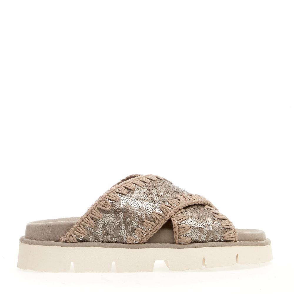 Sorelle Perego zeppa incrocio paiettes gunmetal