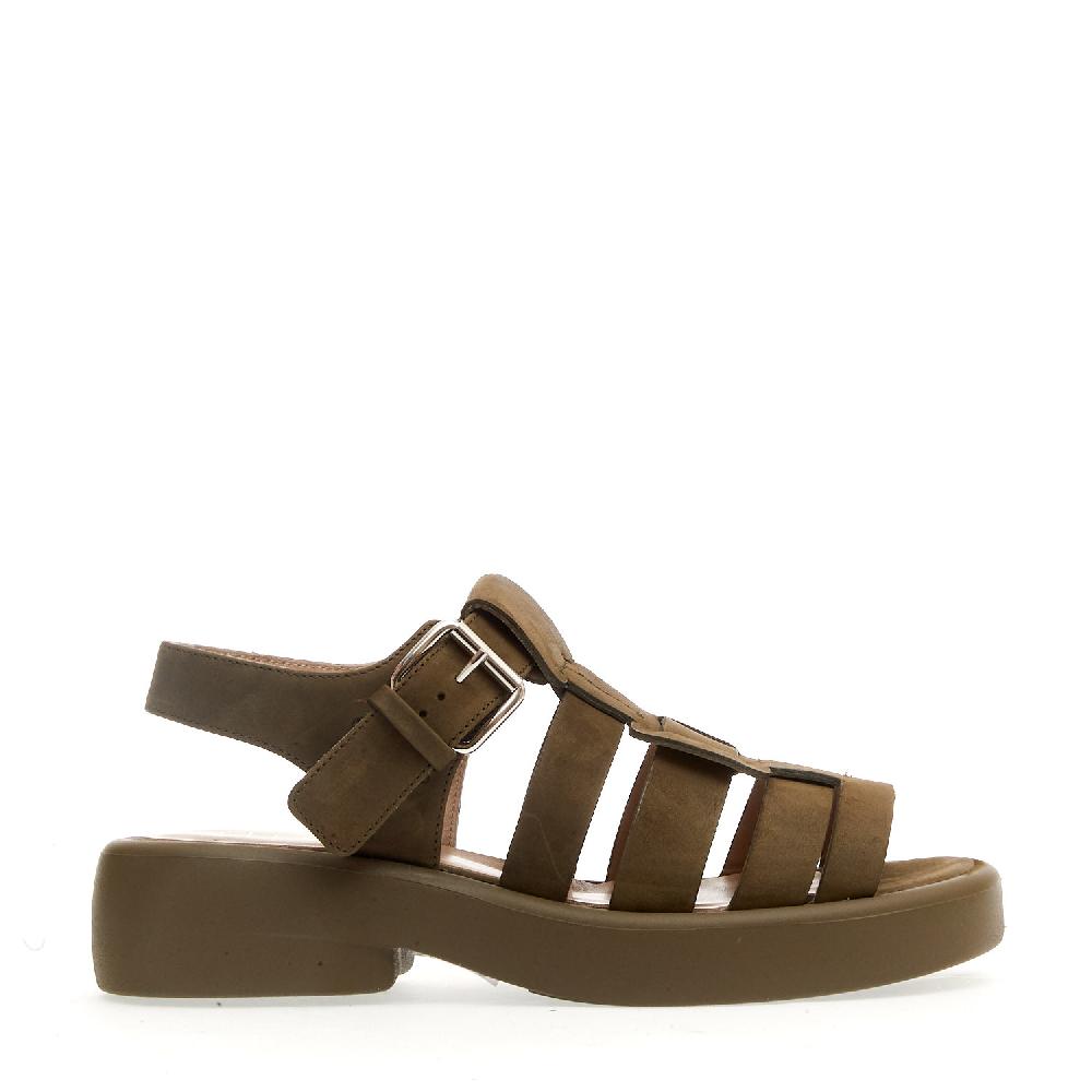 Sorelle Perego sandalo gabbia nabuk verde Duty-free