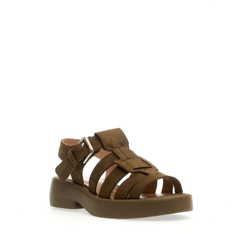 Sorelle Perego sandalo gabbia nabuk verde Duty-free