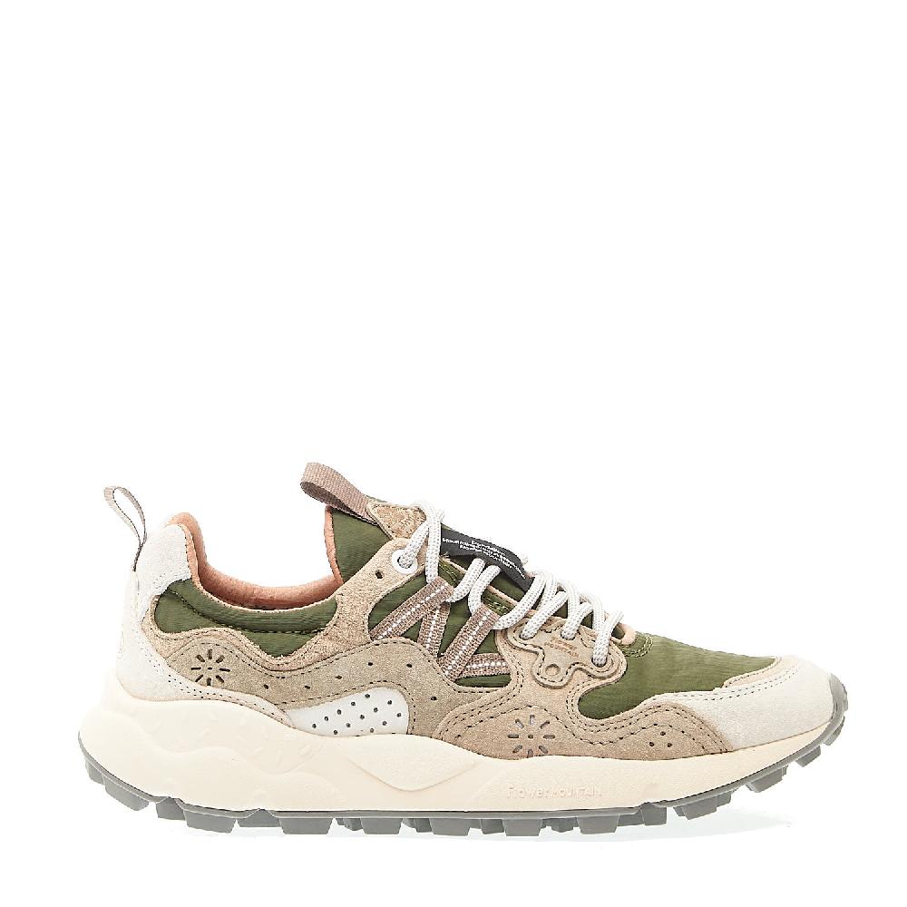 Sorelle Perego sneakers tessuto verdone camoscio tortora