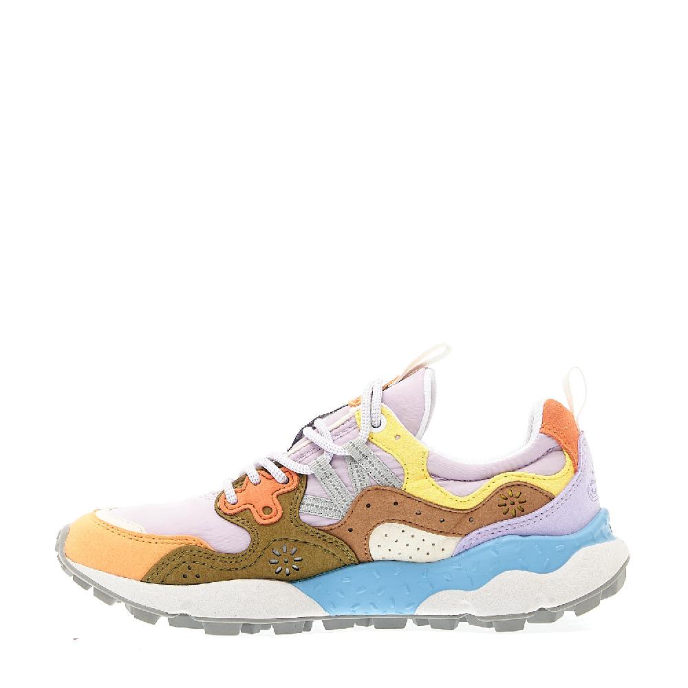 Sorelle Perego sneakers tessuto lilla camoscio verde e arancione Italia