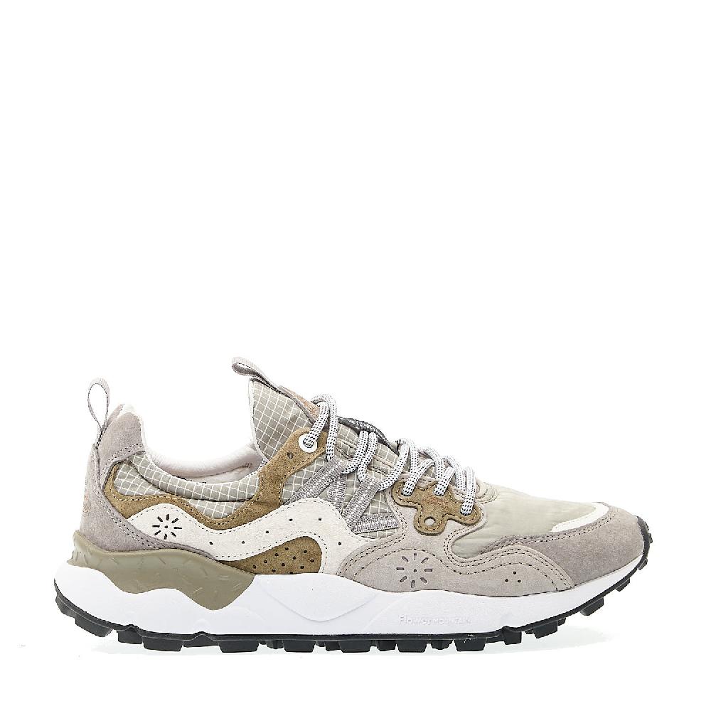 Sorelle Perego sneakers tessuto grigio camoscio grigio e verde In Linea
