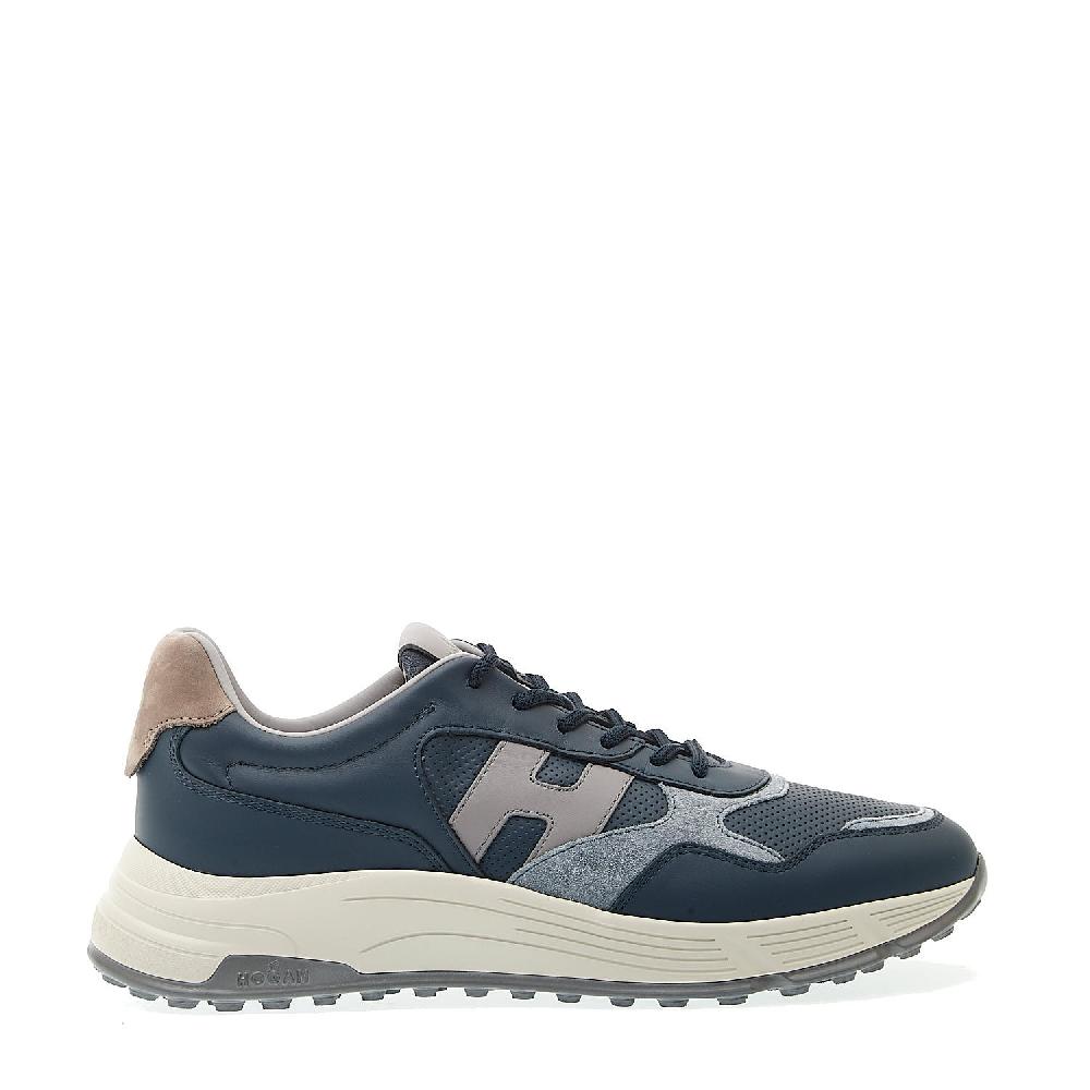 Sorelle Perego sneakers hyperlight pelle blu e camoscio