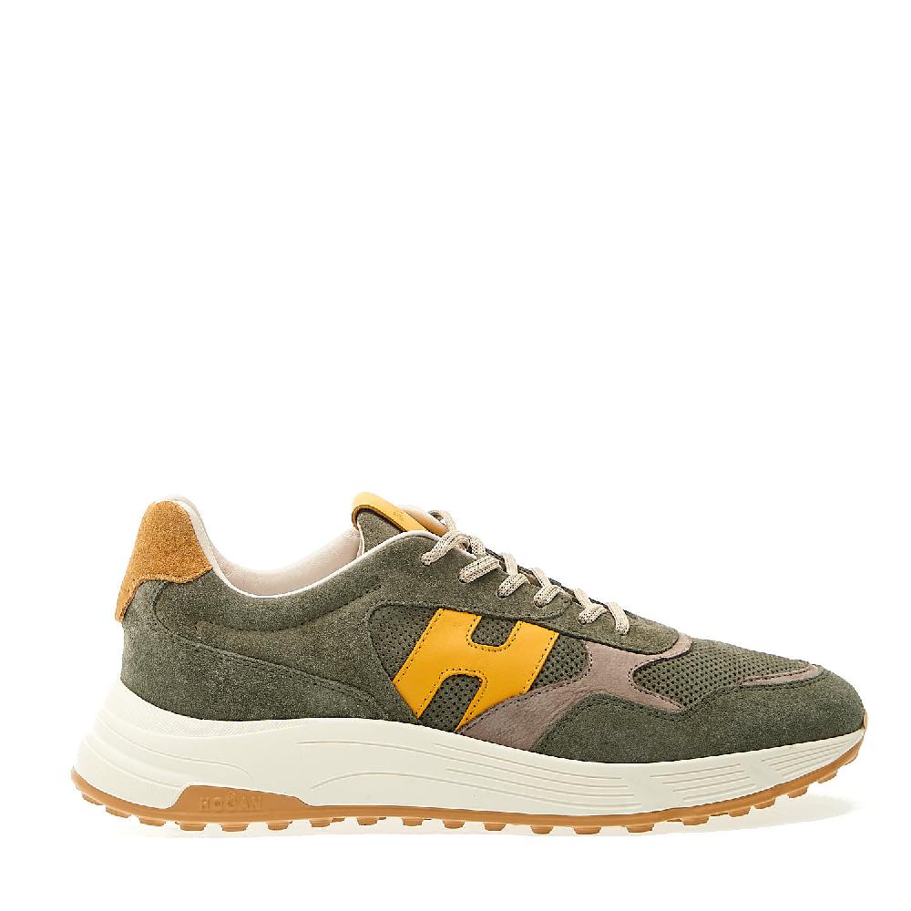 Sorelle Perego sneakers hyperlight camoscio verde H gialle
