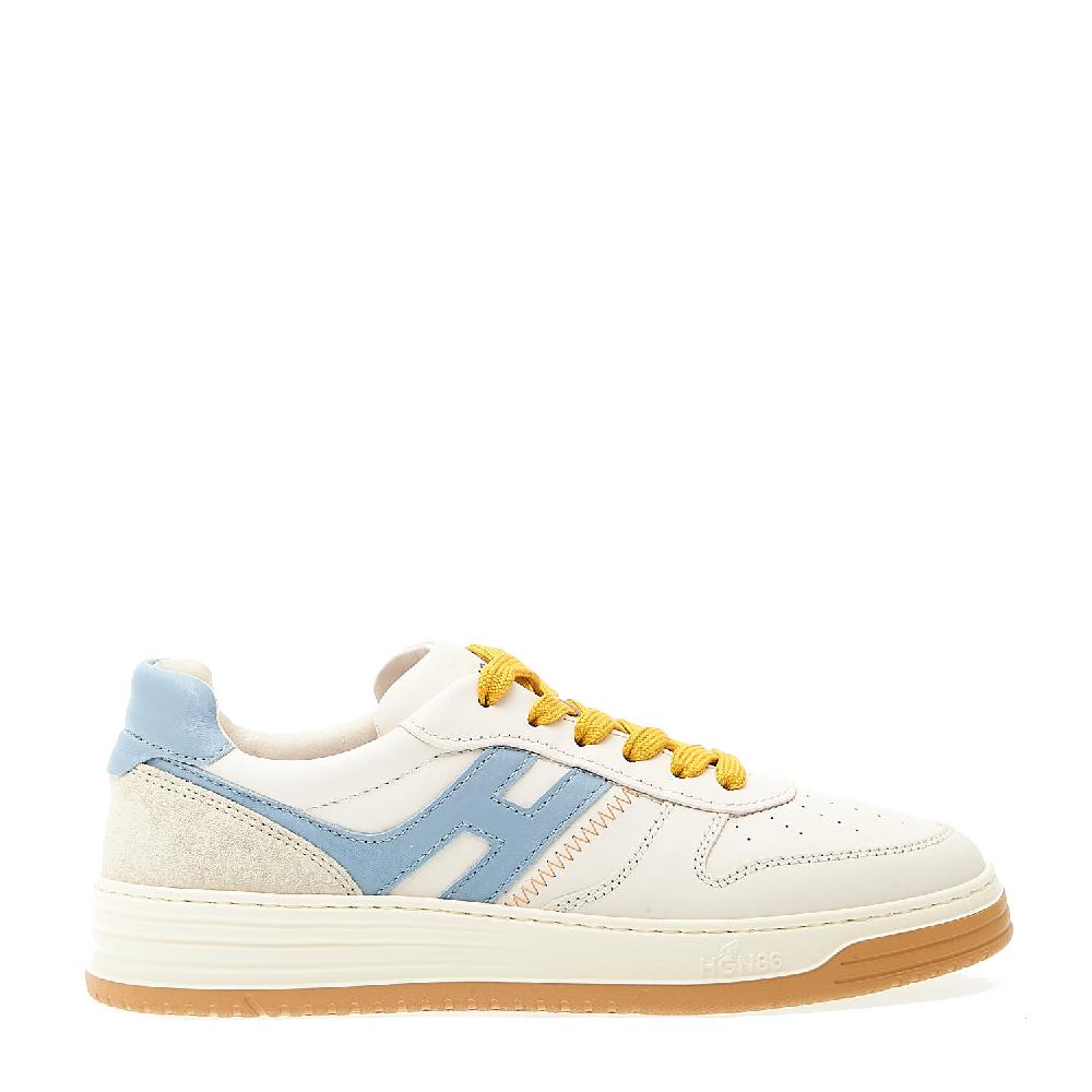Sorelle Perego sneakers basket pelle bianca azzurro