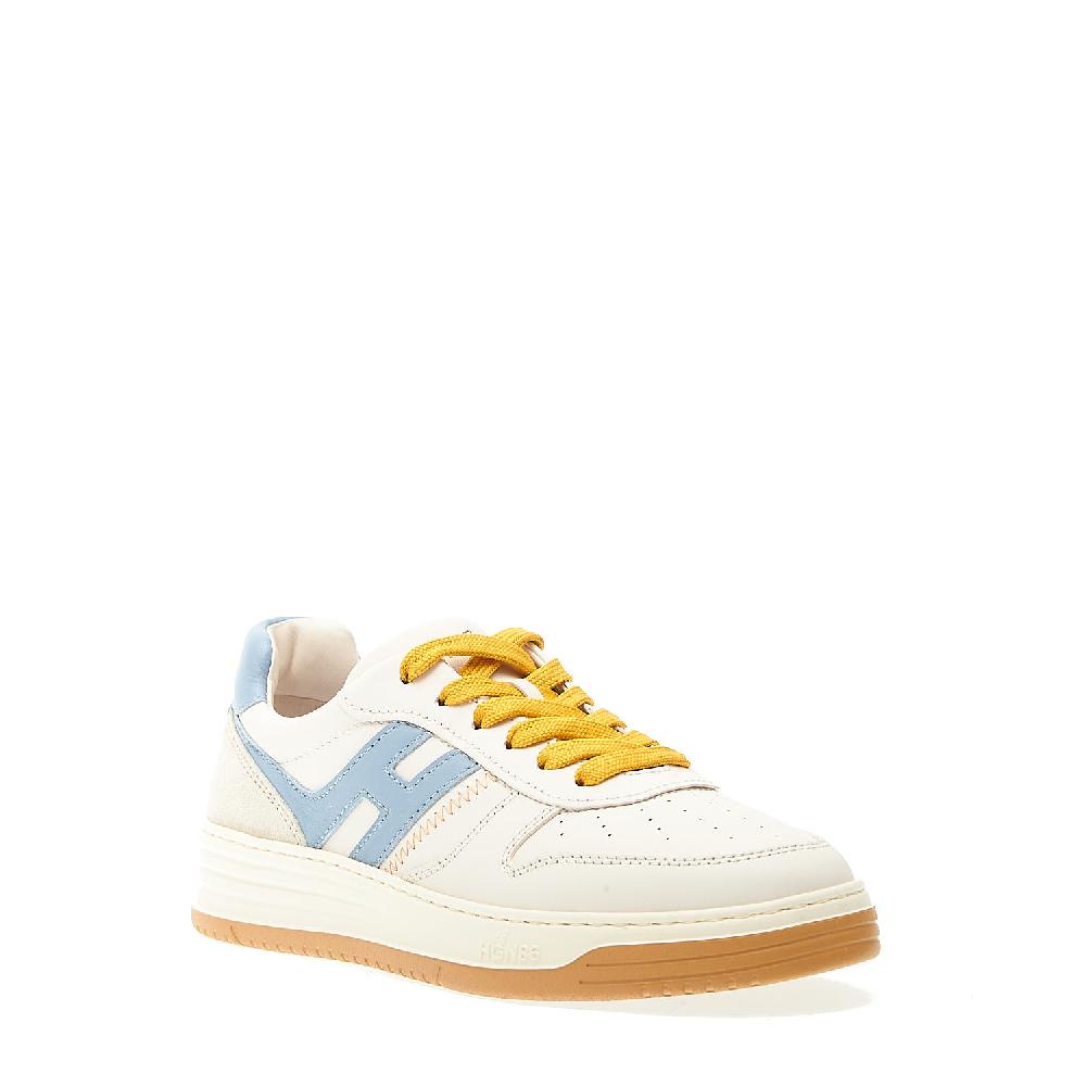 Sorelle Perego sneakers basket pelle bianca azzurro Consegna Veloce