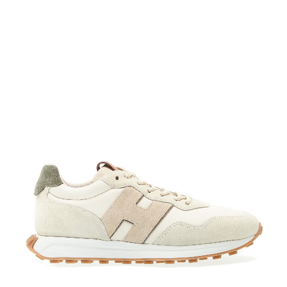 Sorelle Perego running h601 in pelle panna spoiler verde