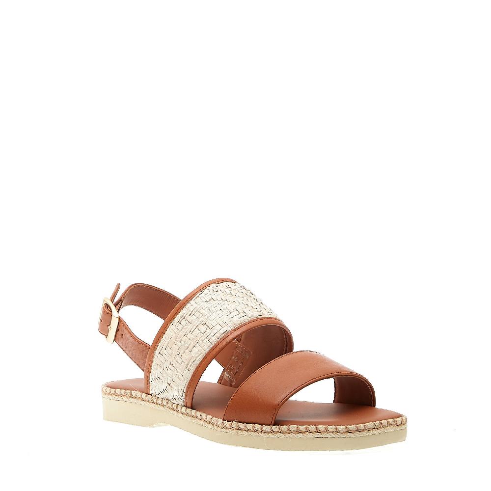 Sorelle Perego sandalo piatto extralight in pelle cuoio rafia Moda