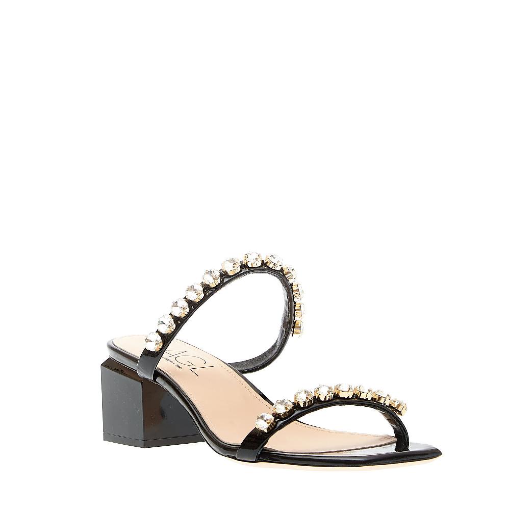 Sorelle Perego ciabatta vernice nera strass Grande vendita