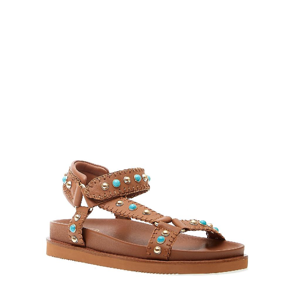 Sorelle Perego sandalo cuoio con borchie e turchese Offerta natalizia