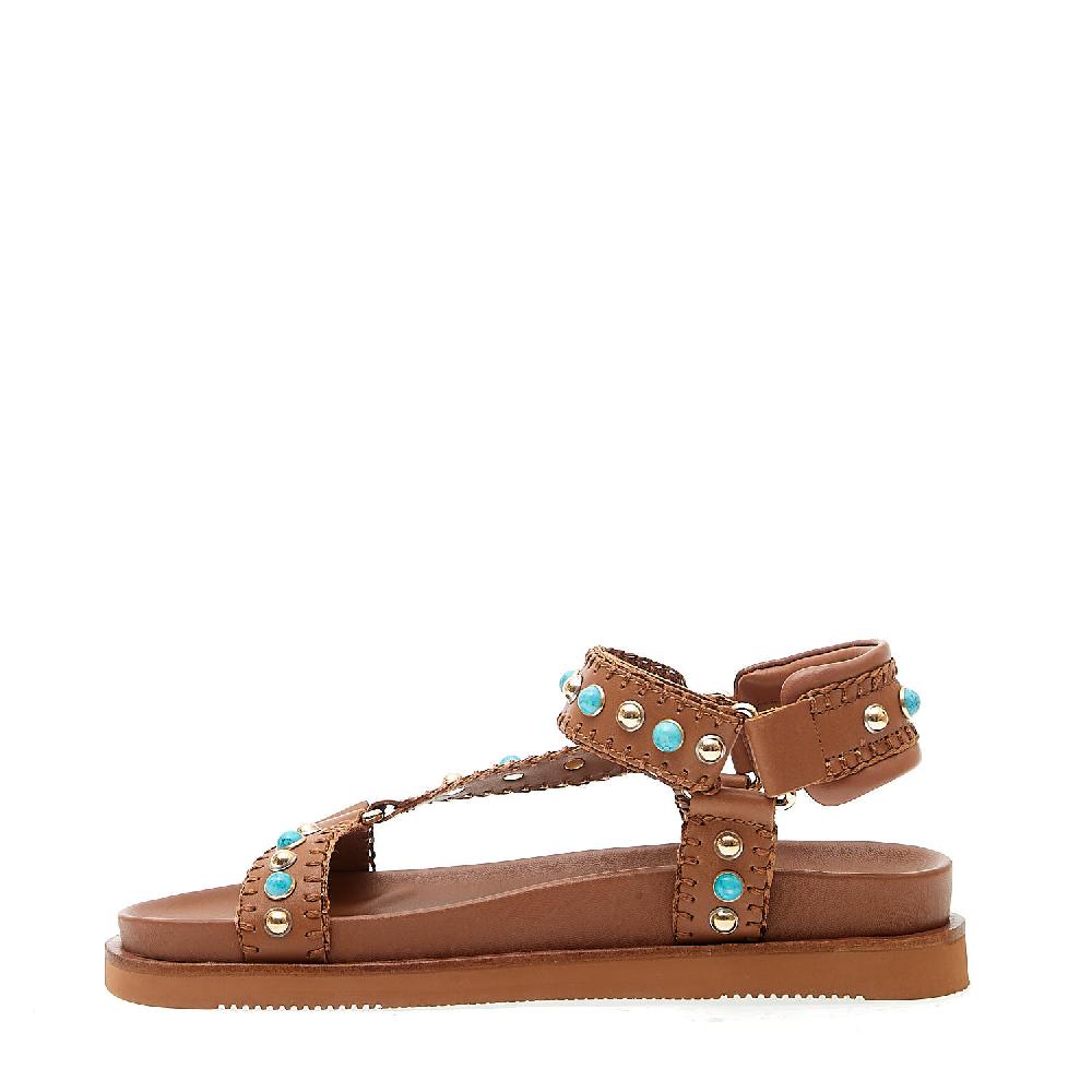 Sorelle Perego sandalo cuoio con borchie e turchese Offerta natalizia