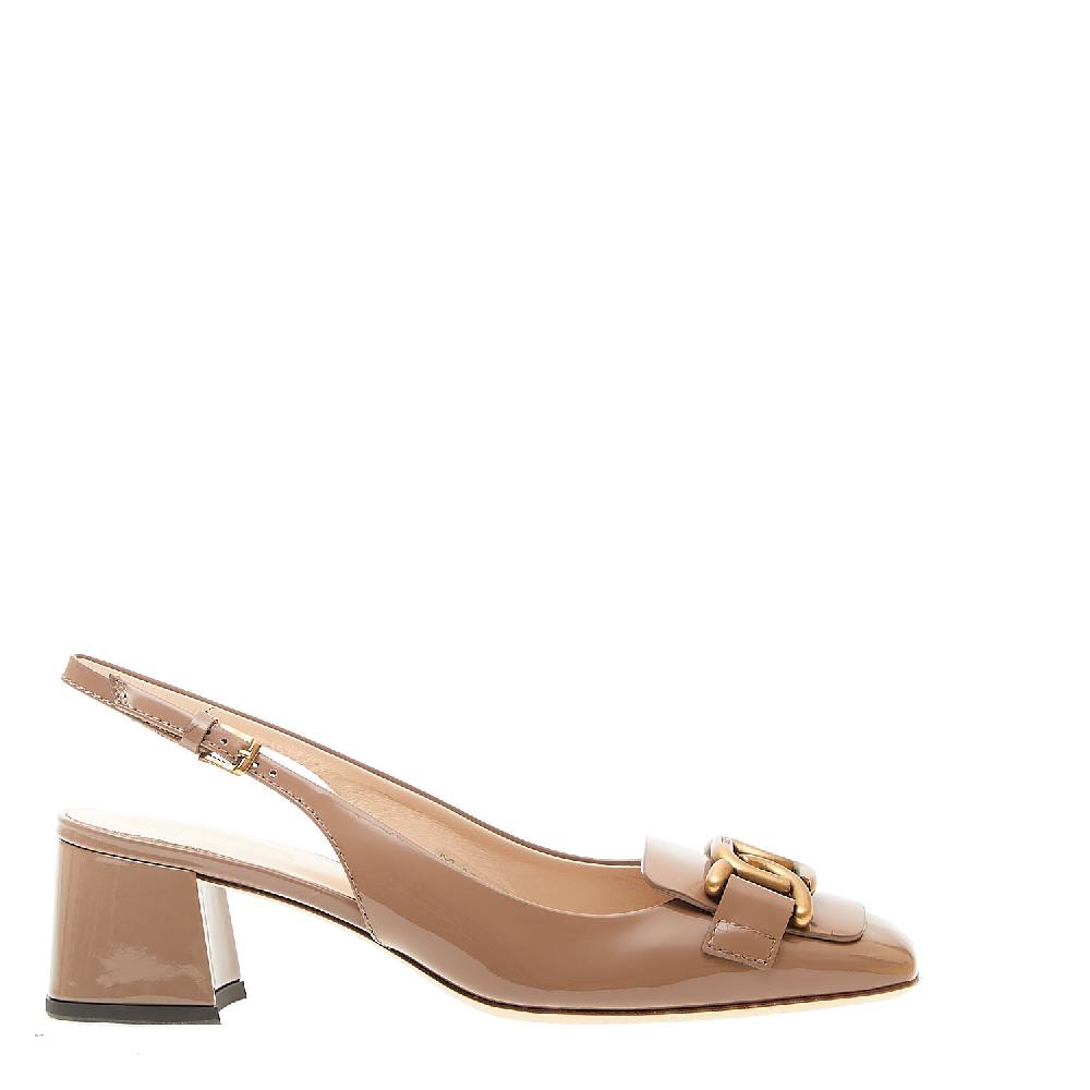 Sorelle Perego slingback con fibbia oro in vernice soft tortora Latest fashion