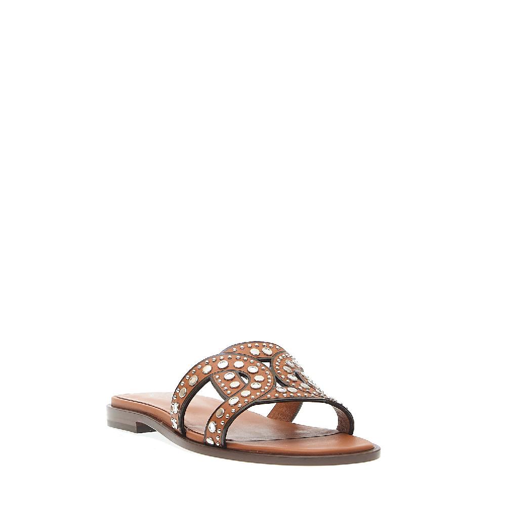 Sorelle Perego ciabatta in pelle cuoio con borchie Comprane uno, ottenene uno gratis