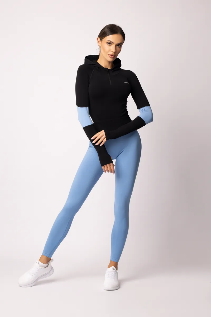 Spaio SPAIO FELPA ADAPT – DOUBLE COLOUR LINCHEN BLUE/BLACK Saldi Di Fabbrica