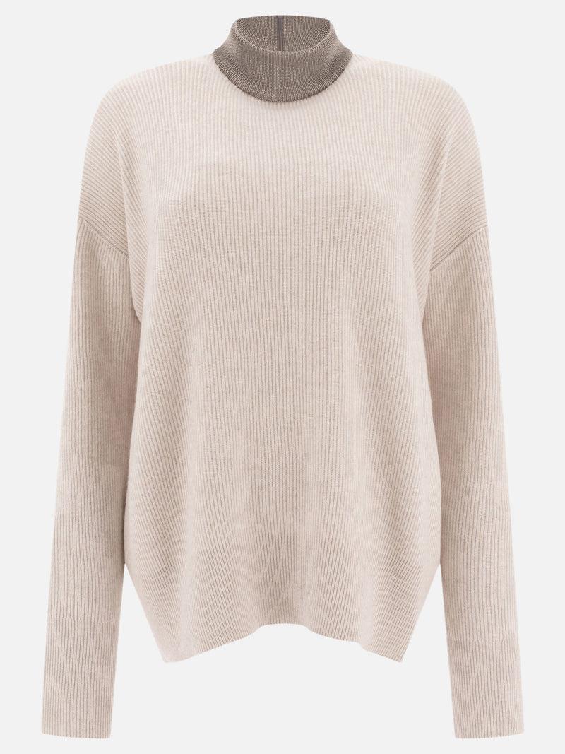 Vietti Brunello Cucinelli Maglione in cashmere con Precious Ribbed Collar