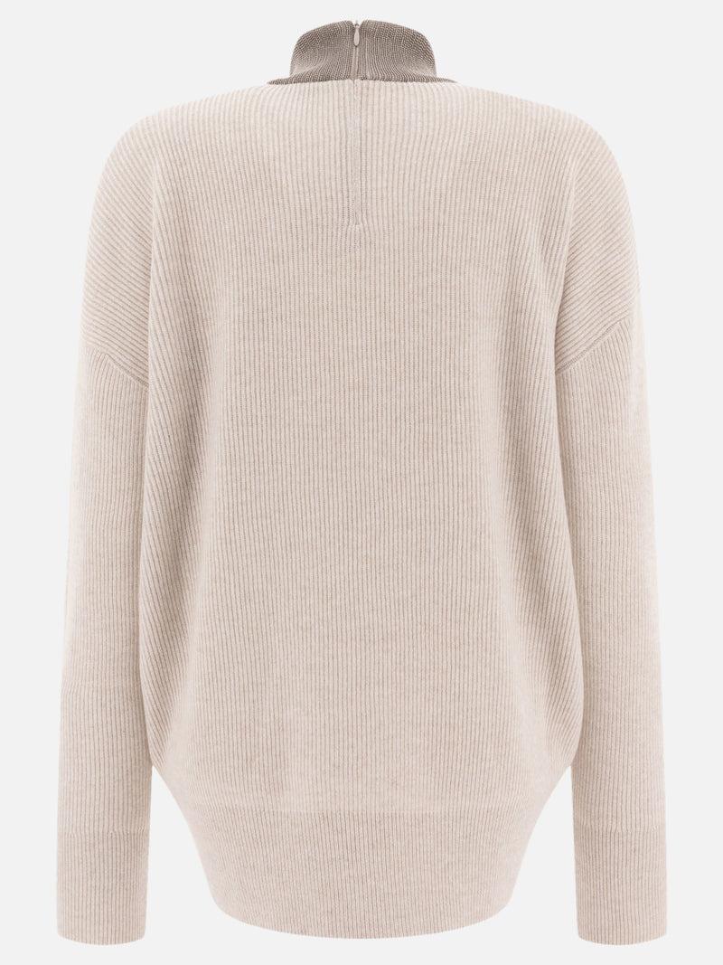 Vietti Brunello Cucinelli Maglione in cashmere con Precious Ribbed Collar In Saldo