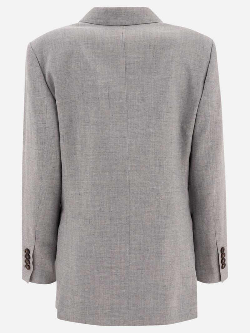 Vietti Brunello Cucinelli Blazer in canvas di lino e lana con monile Nuova