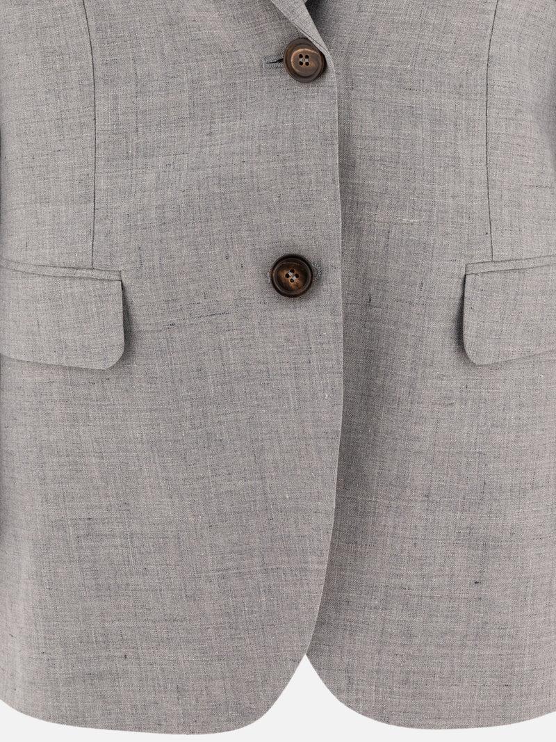 Vietti Brunello Cucinelli Blazer in canvas di lino e lana con monile Nuova