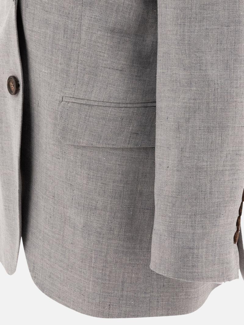 Vietti Brunello Cucinelli Blazer in canvas di lino e lana con monile Nuova