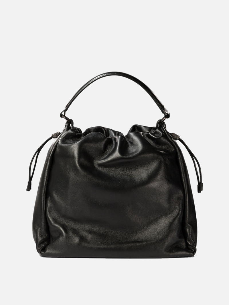 Vietti Brunello Cucinelli Borsa bucket in pelle Soft con monile In Vendita