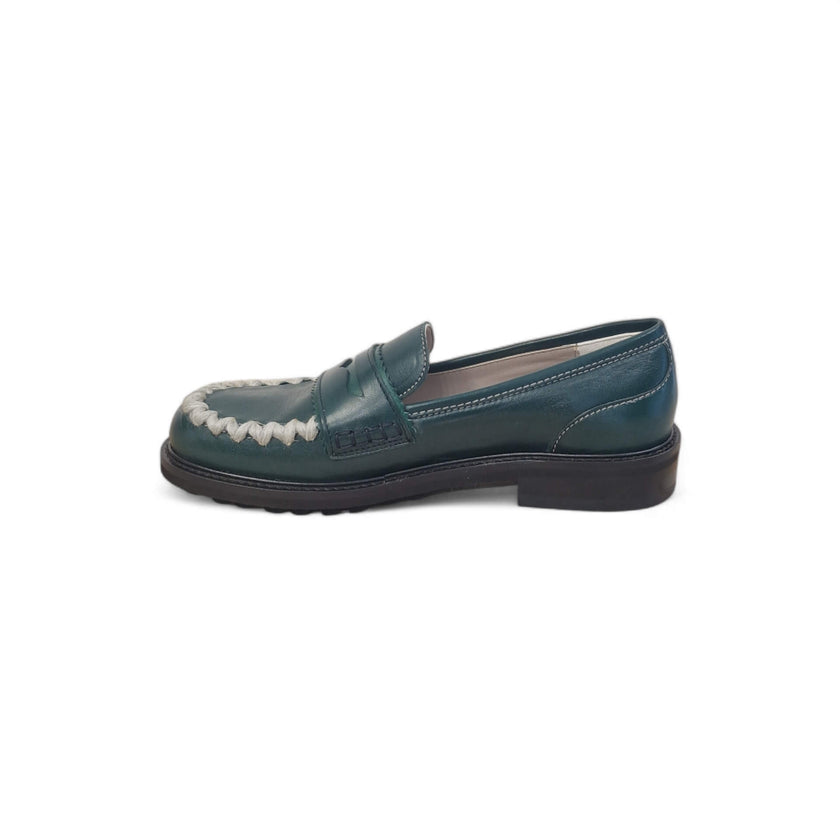 Viola Ricci Gaia - Mocassino nappa glove verde - lana Qualità