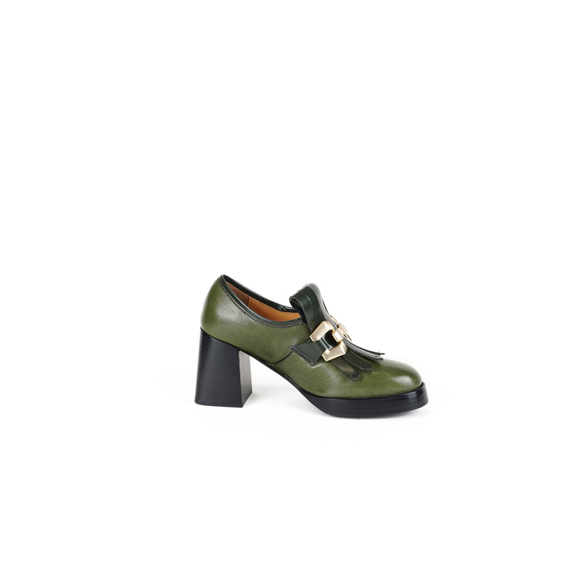 Viola Ricci Lya - Mocassino con tacco Verde Sconto
