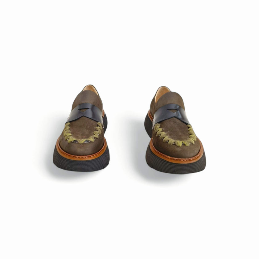 Viola Ricci Polly - mocassino in pelle - verde Consegna Veloce