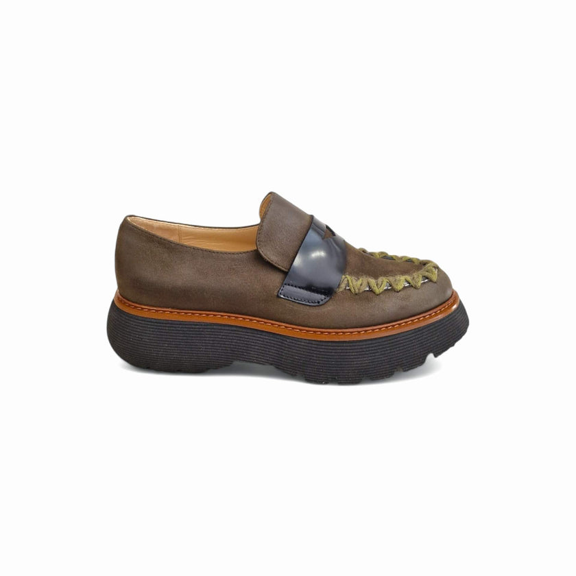 Viola Ricci Polly - mocassino in pelle - verde Consegna Veloce