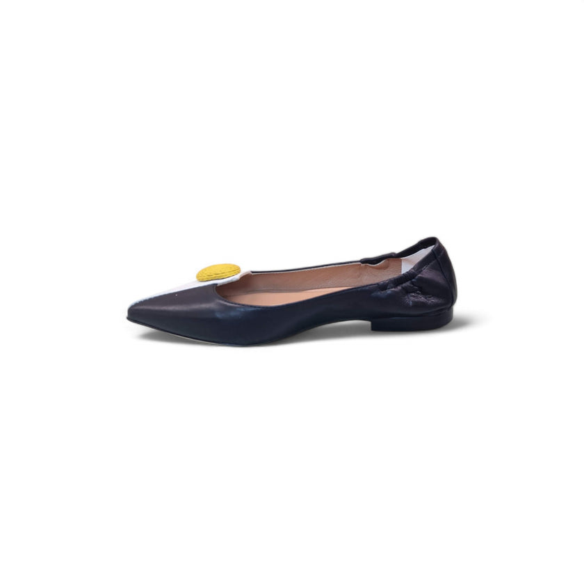 Viola Ricci Venus - Ballerina in pelle nero - bianco Sottocosto