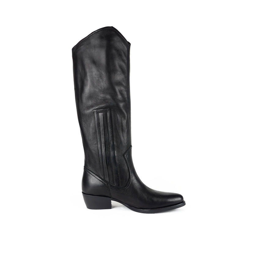 Viola Ricci Luise - Stivale alto in pelle Nero In Linea