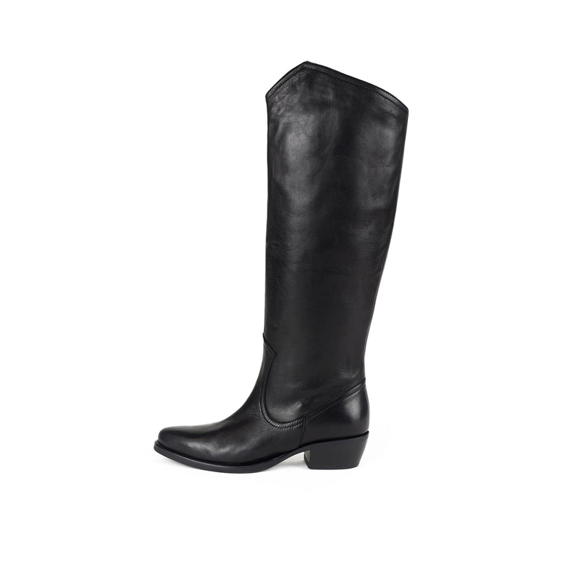 Viola Ricci Luise - Stivale alto in pelle Nero In Linea