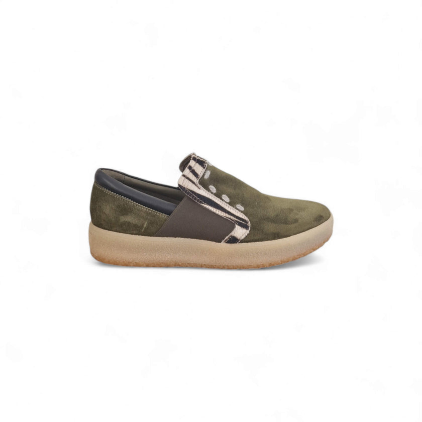 Viola Ricci Regina - slip on in pelle verde animalier - smith Saldi