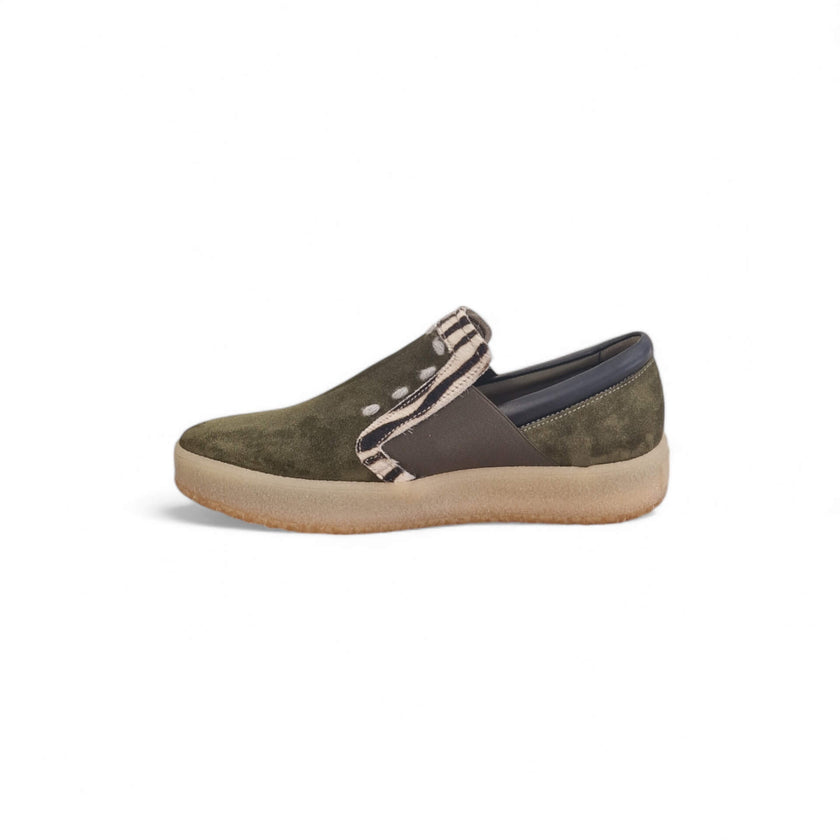Viola Ricci Regina - slip on in pelle verde animalier - smith Saldi