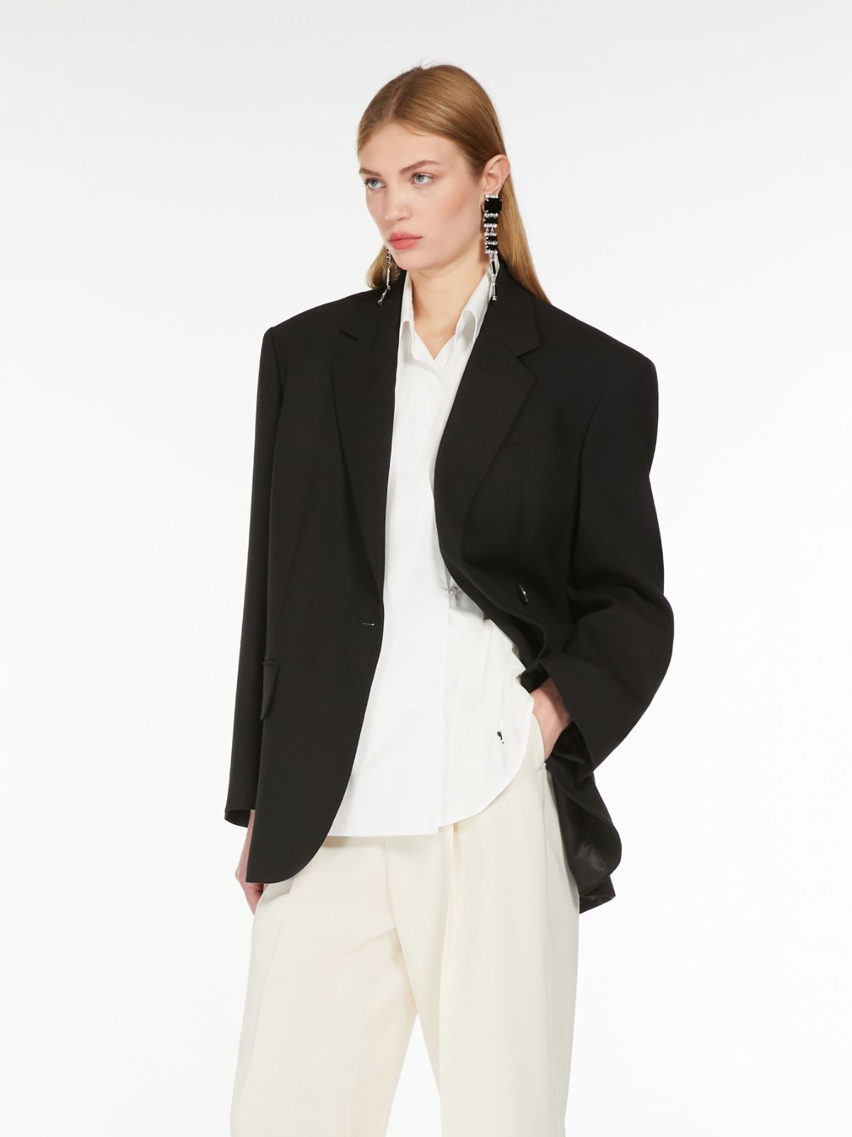 Weekend Blazer over in tela di lana Vendita Calda