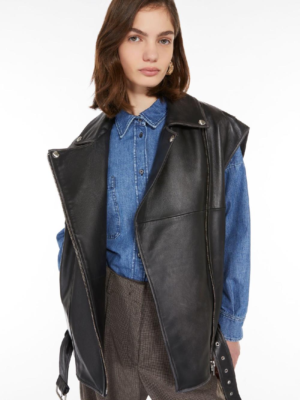 Weekend Gilet oversize in pelle Consegna Veloce