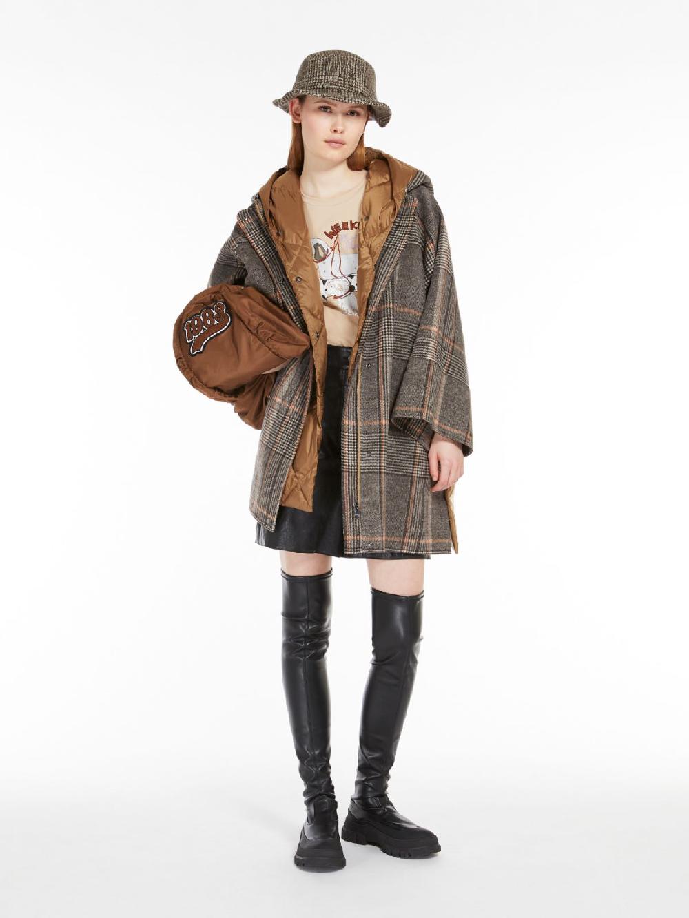 Weekend Cappotto in lana check e tela antigoccia