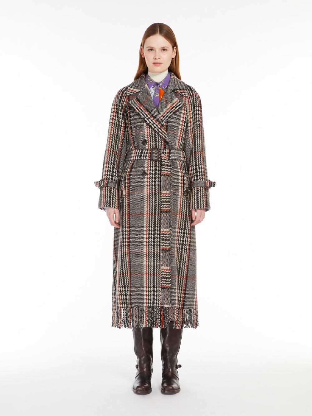 Weekend Cappotto in mista lana con frange Presa