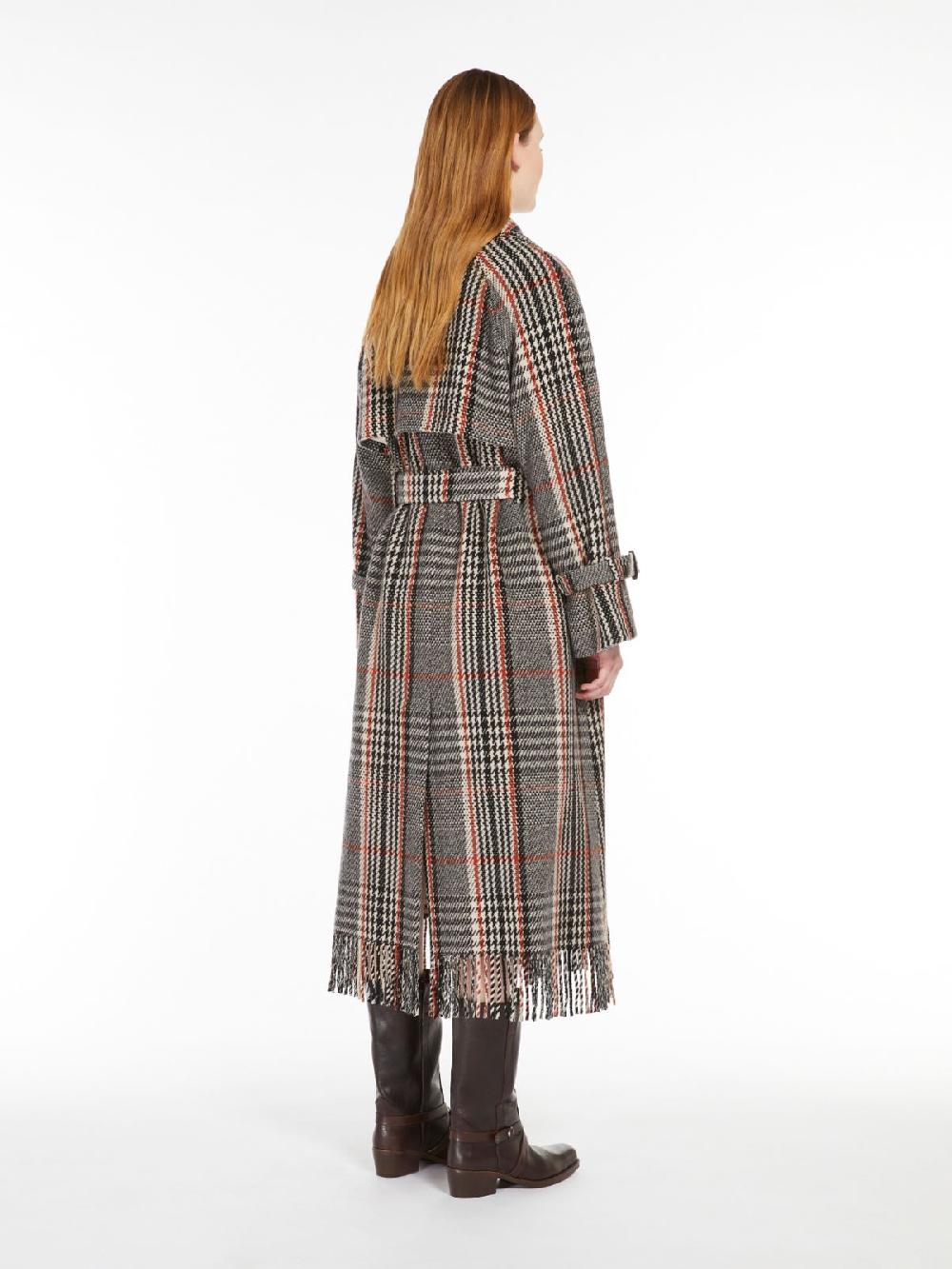 Weekend Cappotto in mista lana con frange Presa