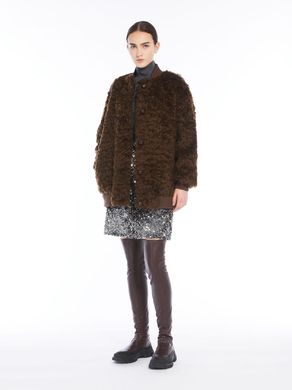 Weekend Bomber corto in tessuto furry