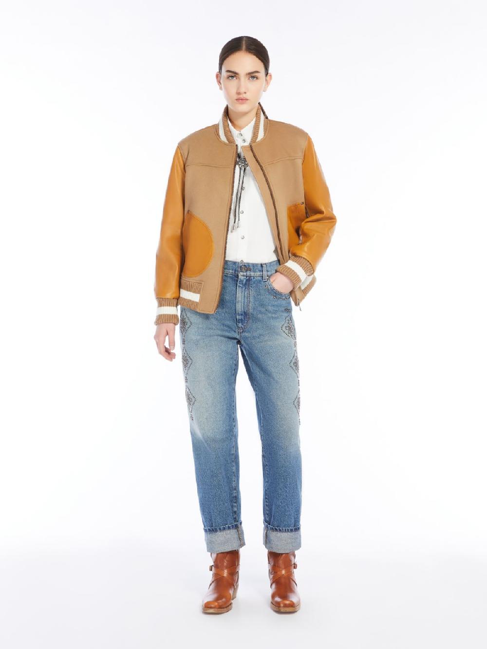 Weekend Bomber in lana velluto e pelle