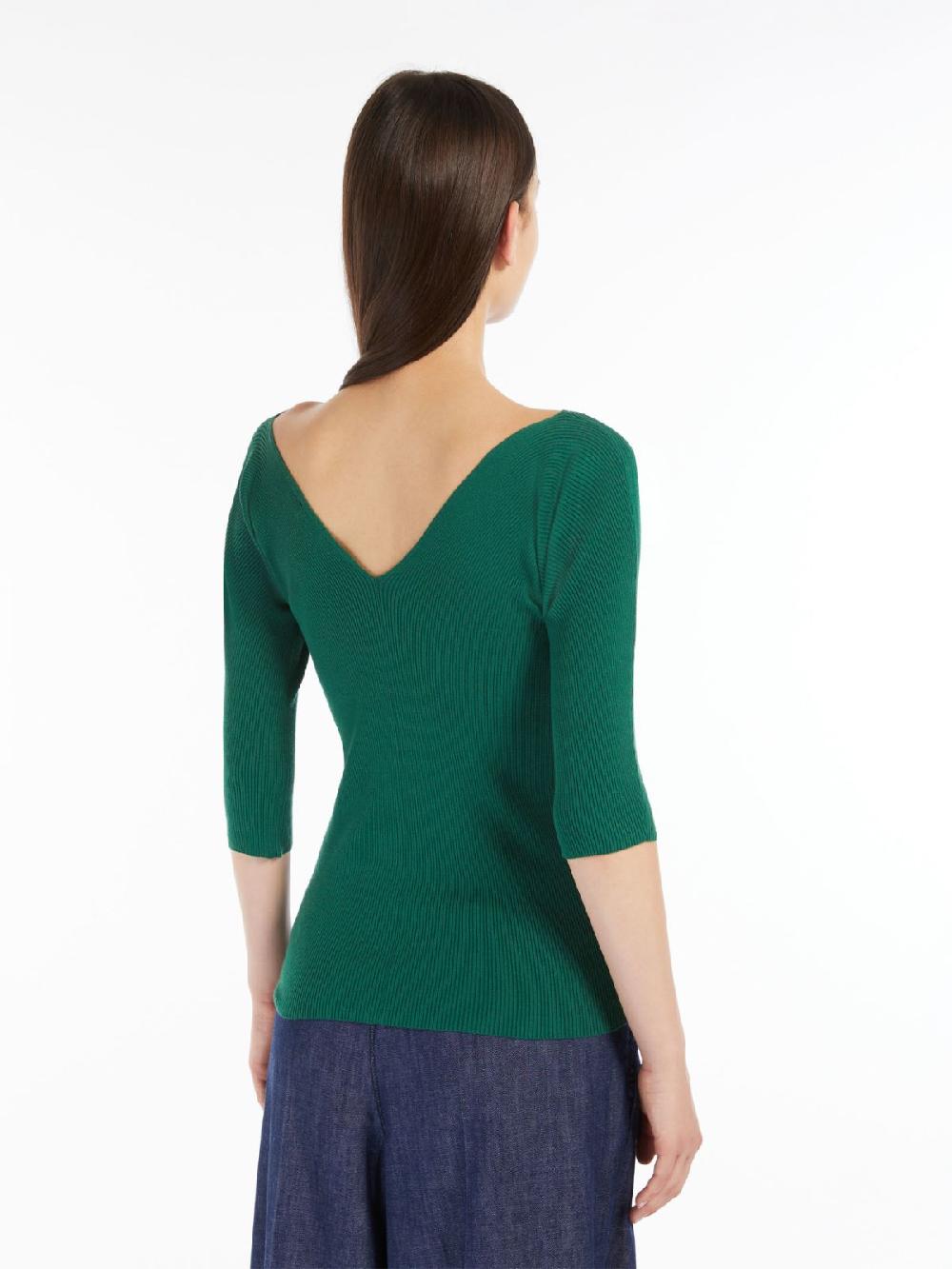 Weekend Maglia a V in viscosa a coste In Saldo