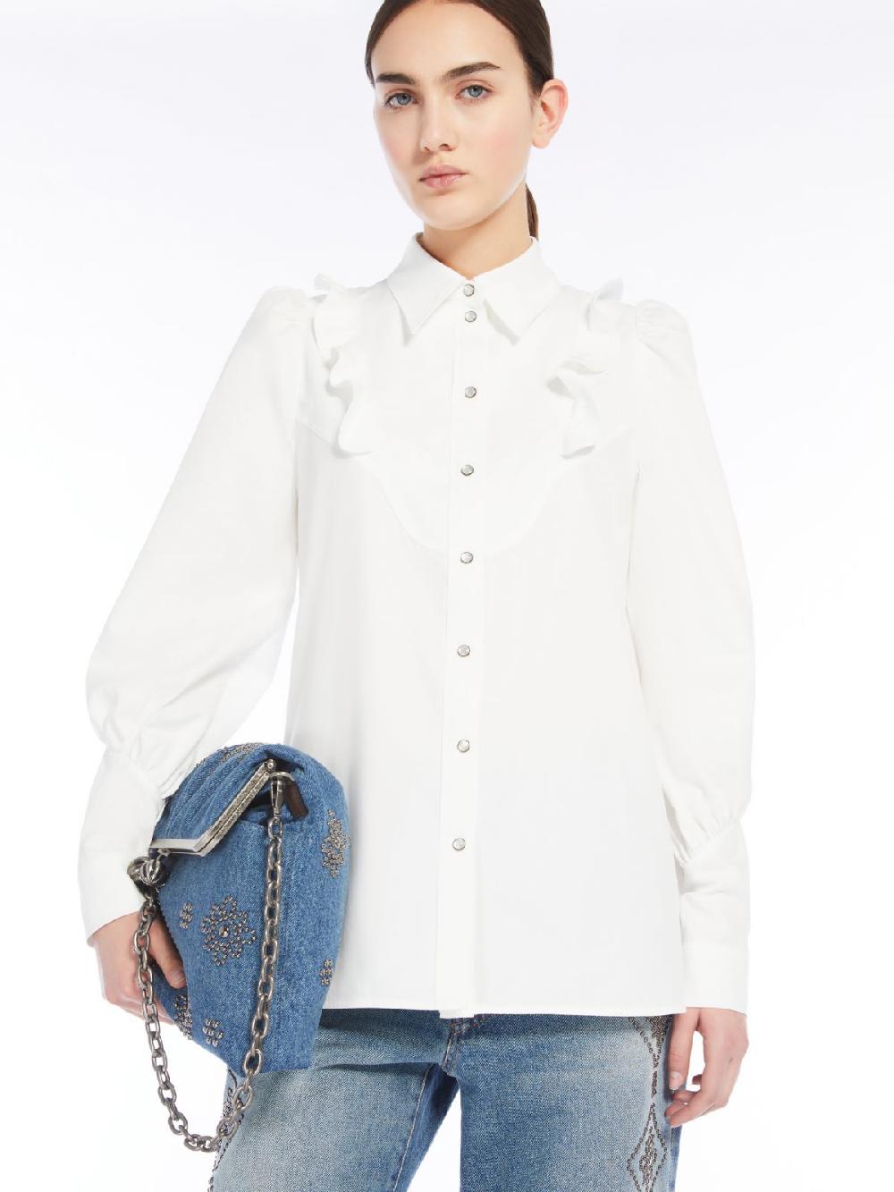 Weekend Camicia in twill di cotone con rouches Prezzo Ridotto