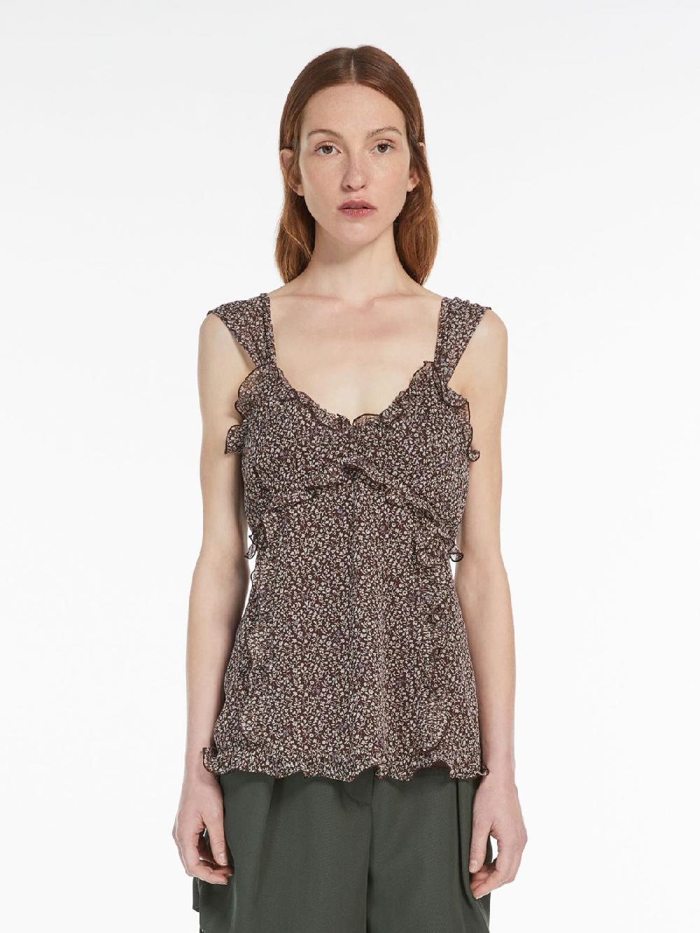 Weekend Top in georgette di seta stampata Offerte