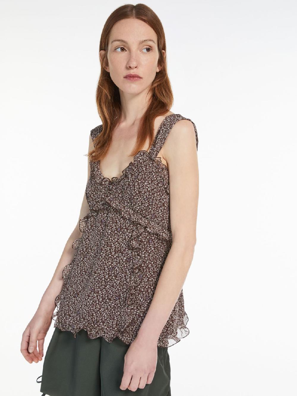 Weekend Top in georgette di seta stampata Offerte