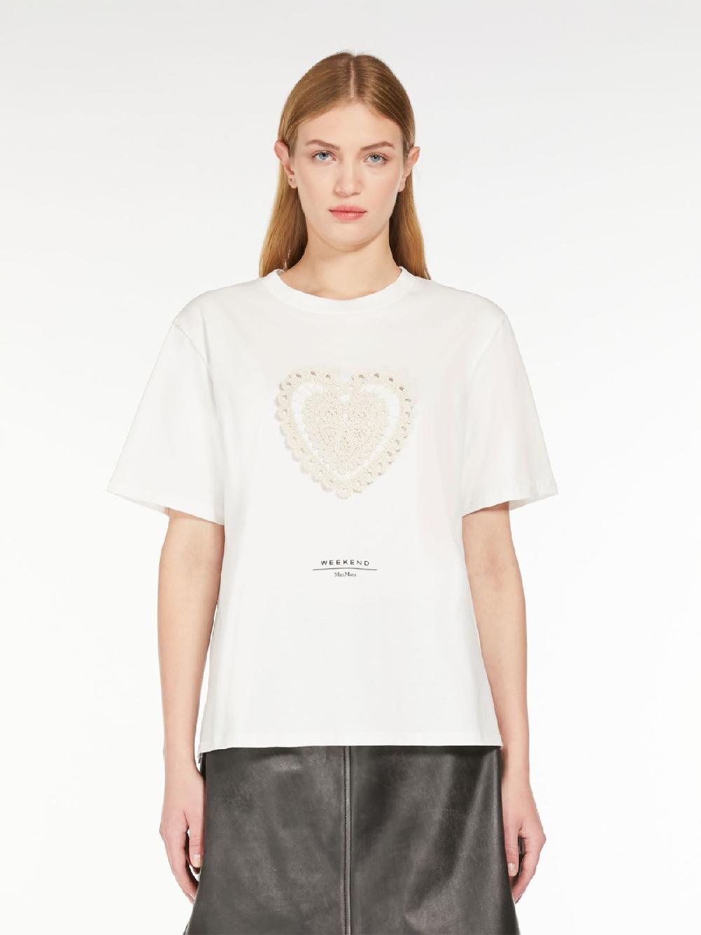Weekend T-shirt in cotone con lettering ricamato Moda