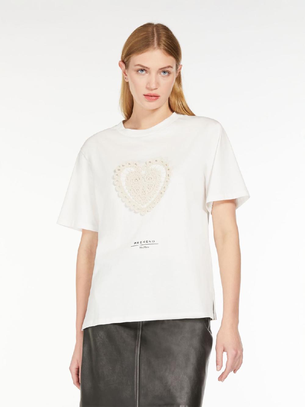 Weekend T-shirt in cotone con lettering ricamato Moda